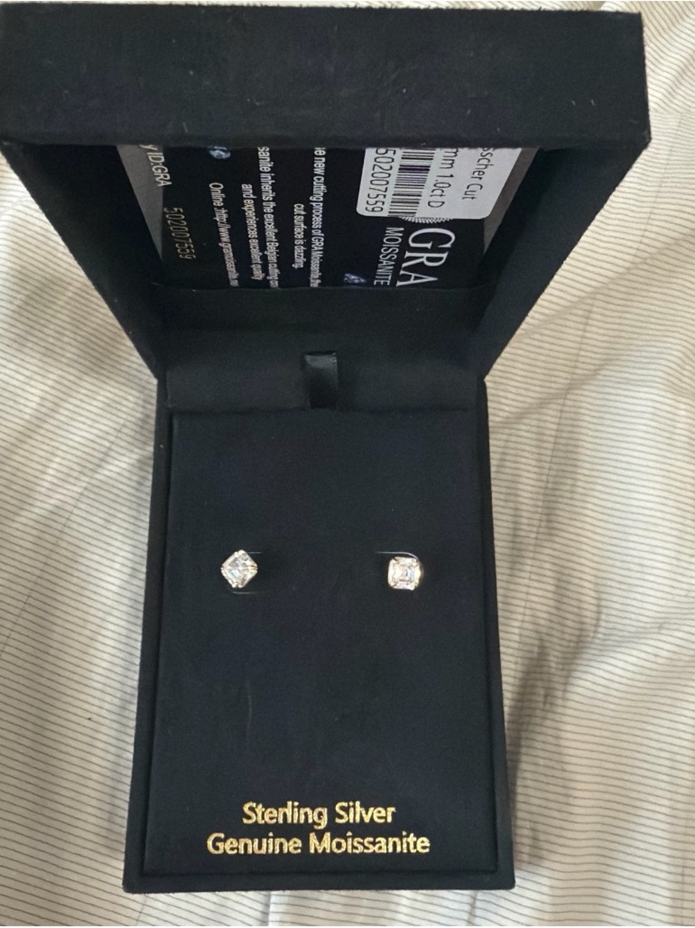 Sterling Silver Genuine Moissanite Stud Earrings - White